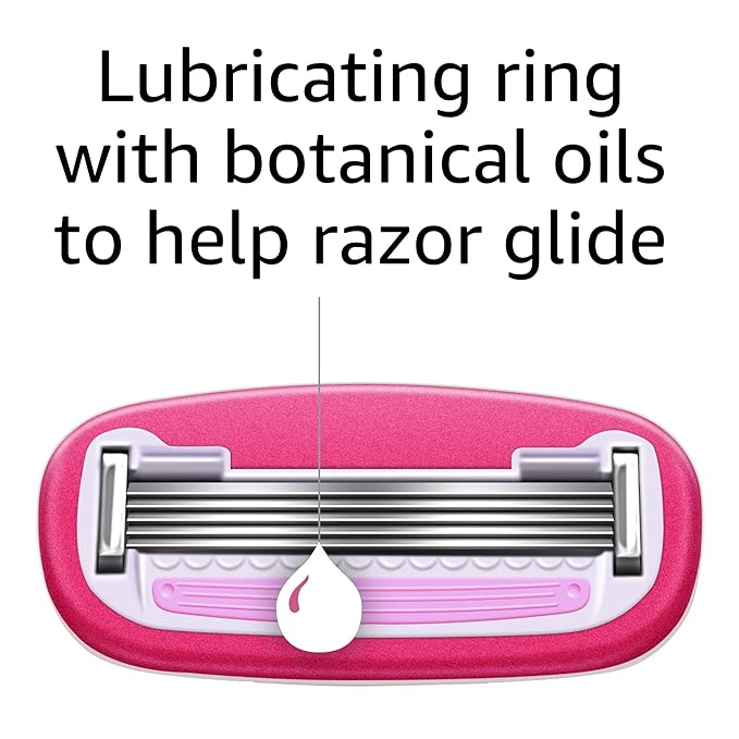 Amazon Basics Women's 5 Blade FITS Razor for Women, FITS Amazon Basics Handle and Venus Handles, Includes 1 FITS Handle, 12 Cartridges & 1 Shower Hanger