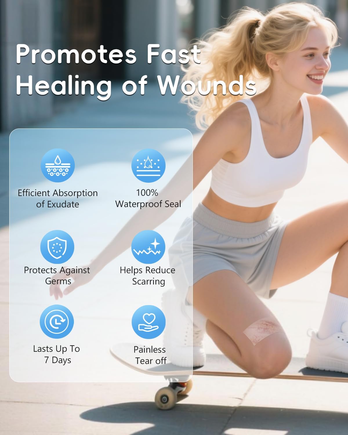 Hydrocolloid Bandages Roll, 2in x 5ft Large Wound Dressing with Self-Adhesive, Fast Healing Patch for Acne, Pimples, Cuts, Burns, Blisters & Minor Wounds, Waterproof & Sterile Protection