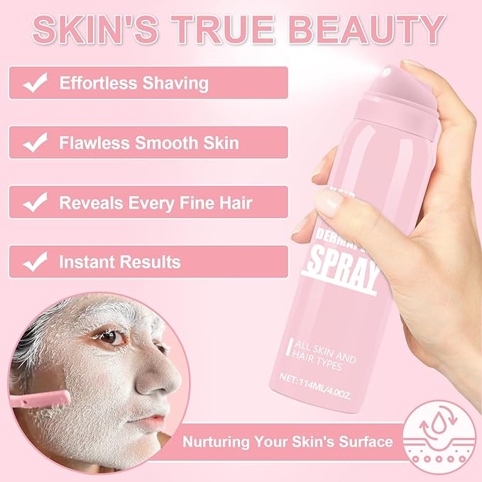 1PC Hair Identifier Spray for Face Shaving Dermaplaning Tool Skin Body for Women with 4 Face Razor for Skin Shaver Hair Removal Kit Suitable for all Skin Types