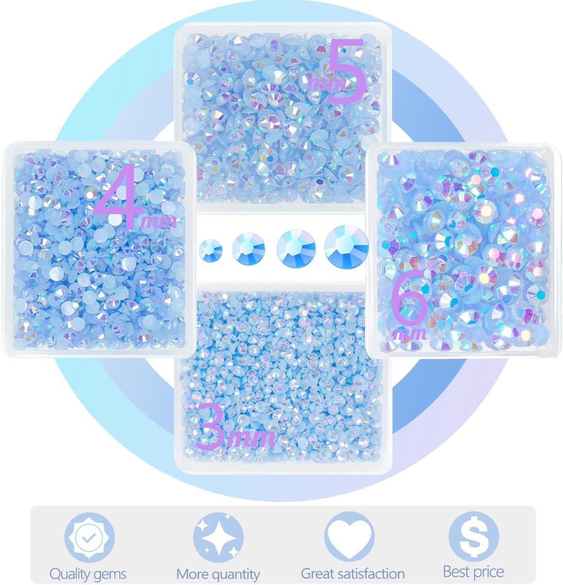 Light Blue AB Resin Rhinestones w B7000 Jewelry Glue for Bedazzling Crafting 3mm-6mm Flatback Jelly Stones Bulk SS10- SS30 Non-Hotfix Baby Blue Diamonds Gems for Nails Makeup Tumblers Crafts