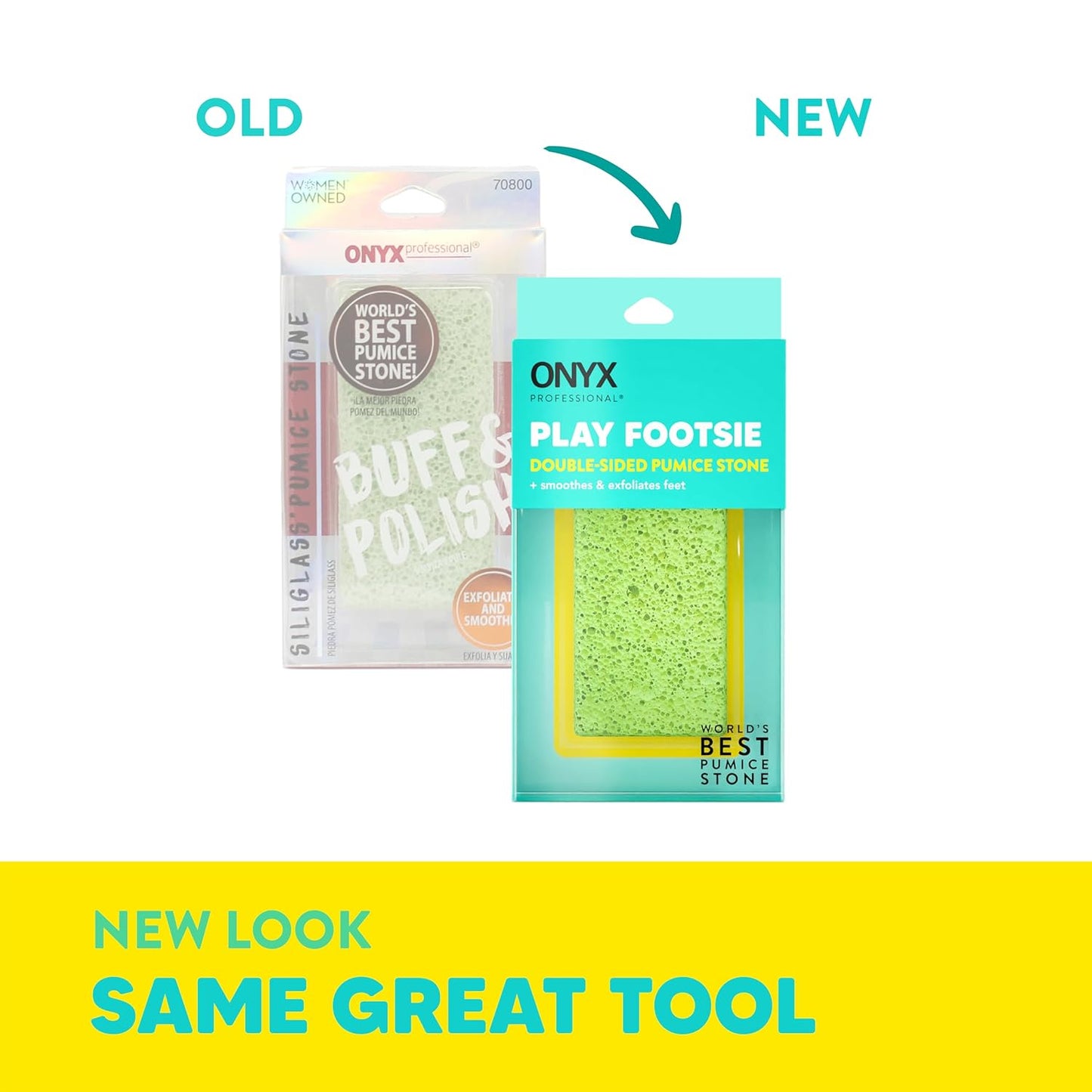 Onyx Professional 2 in 1 Pumice Stone, 100% Siliglass Callus Remover for Feet, Elbows, Knees, Dead Skin, Heels, Hands, Foot File Scrubber Exfoliator Removes Hard, Rough, Dry Skin