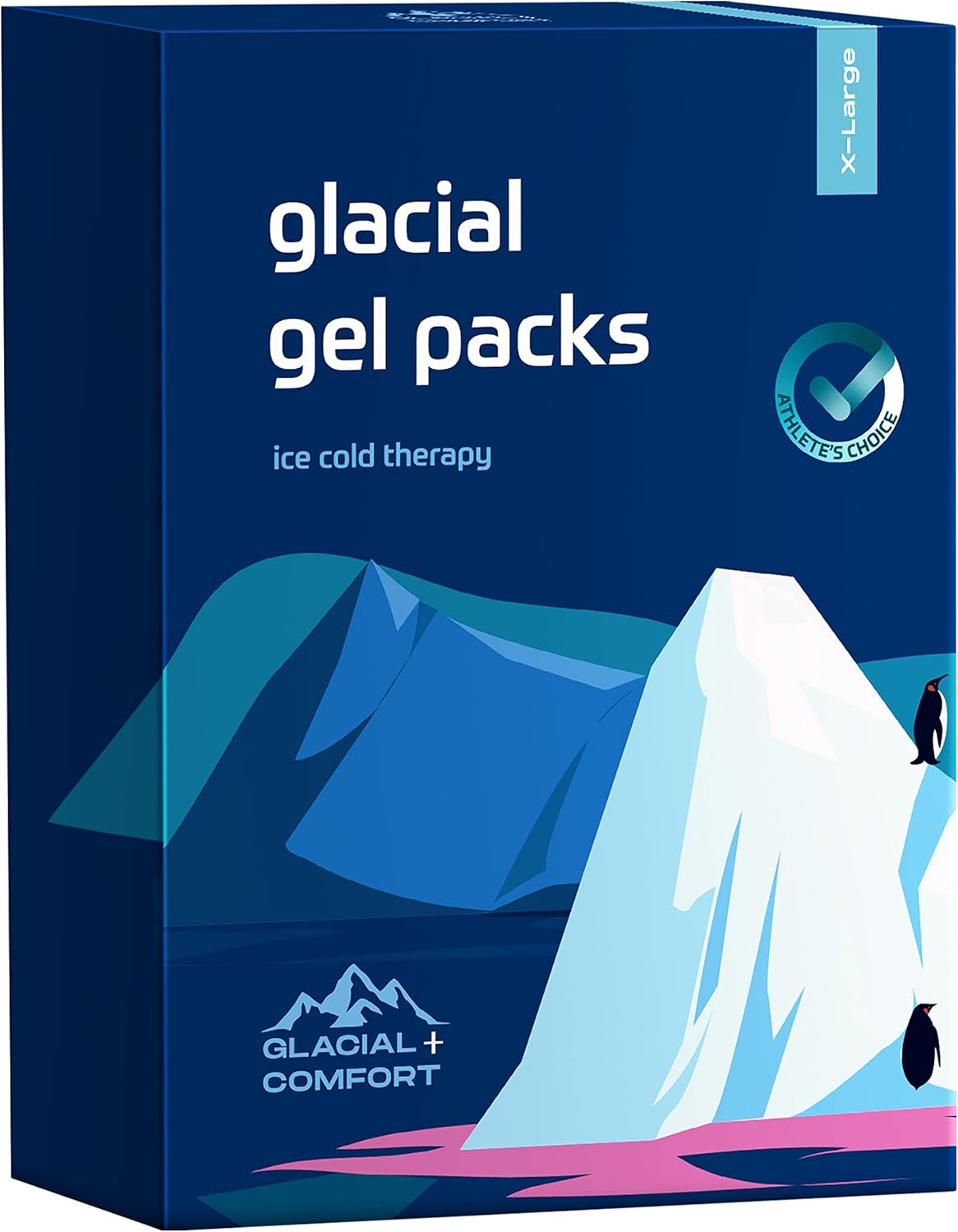 Glacial Comfort Gel Ice Pack for Back Pain - (21''x13'') Reusable Cold Pads Hip, Knee, Shoulder Injuries, Muscle Strains, Migraine & Postpartum Recovery with Flex Technology Compression Pad, Blue