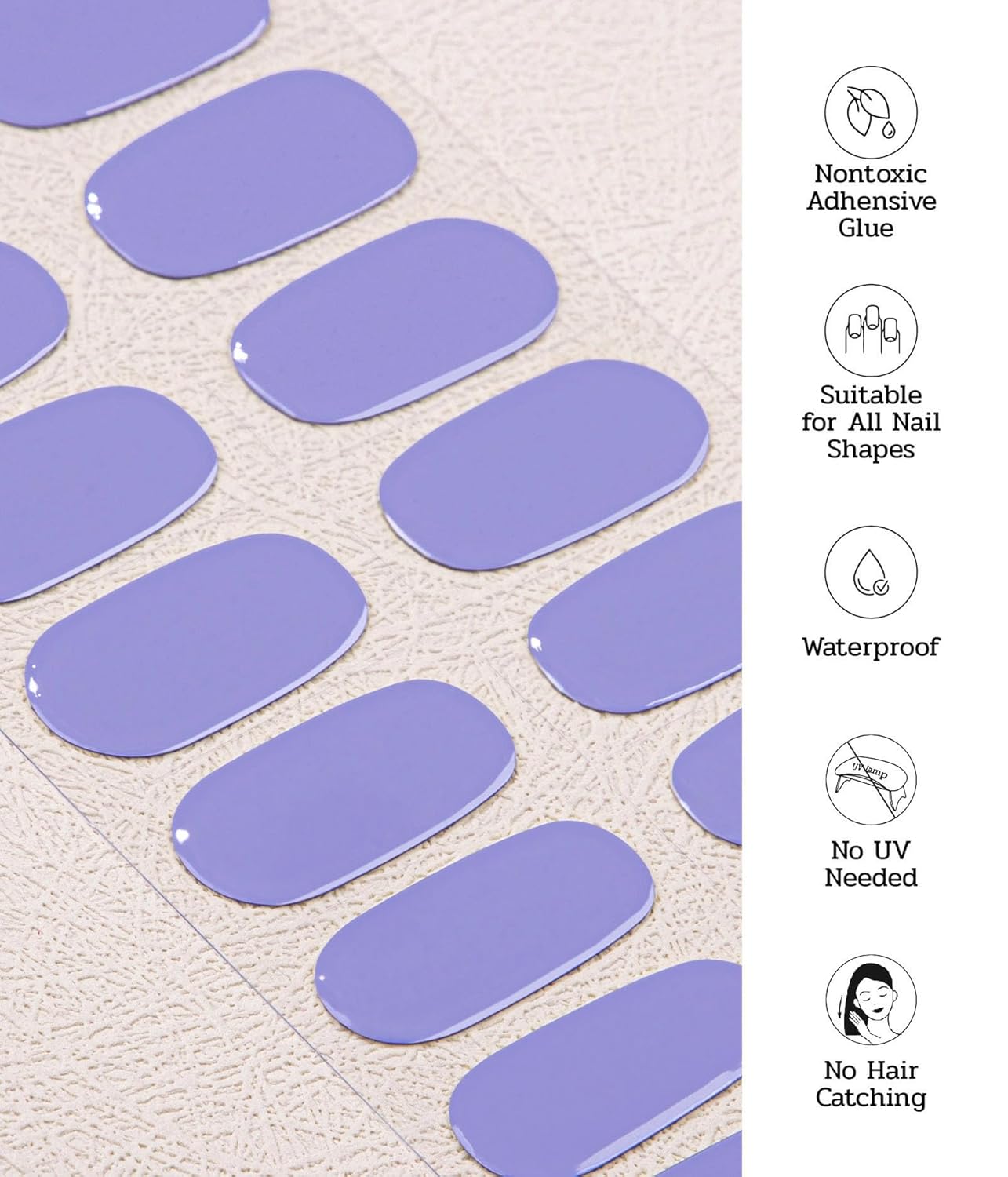 Nail Polish Strips - 22 Pcs Salon Quality Gel Nail Stickers - Long Lasting Wraps (Purple Evening in Paris)