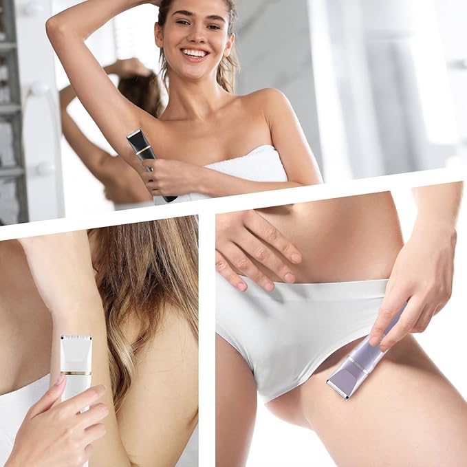 AREYZIN Body Hair Trimmer Men Painless Body Groomer & Ball Trimmer Men,3 in 1 Pubic Hair Trimmer,USB Recharge Dock,Replaceable Ceramic Blade Heads,IPX7,Mens Grooming Kits,Black