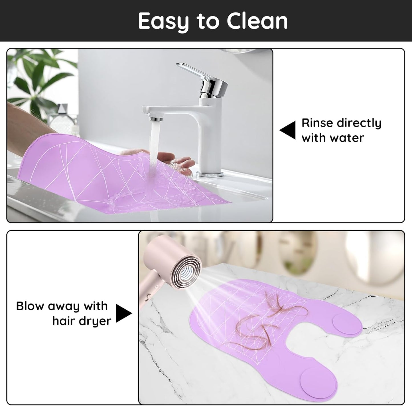 Segbeauty Hair Cutting Guide Mat Purple, Longer Silicone Waterproof Cutting Mat, Professional Salon Hair Cutting Mat with Guidelines Weighted Neck Wrap for Hair Stylist