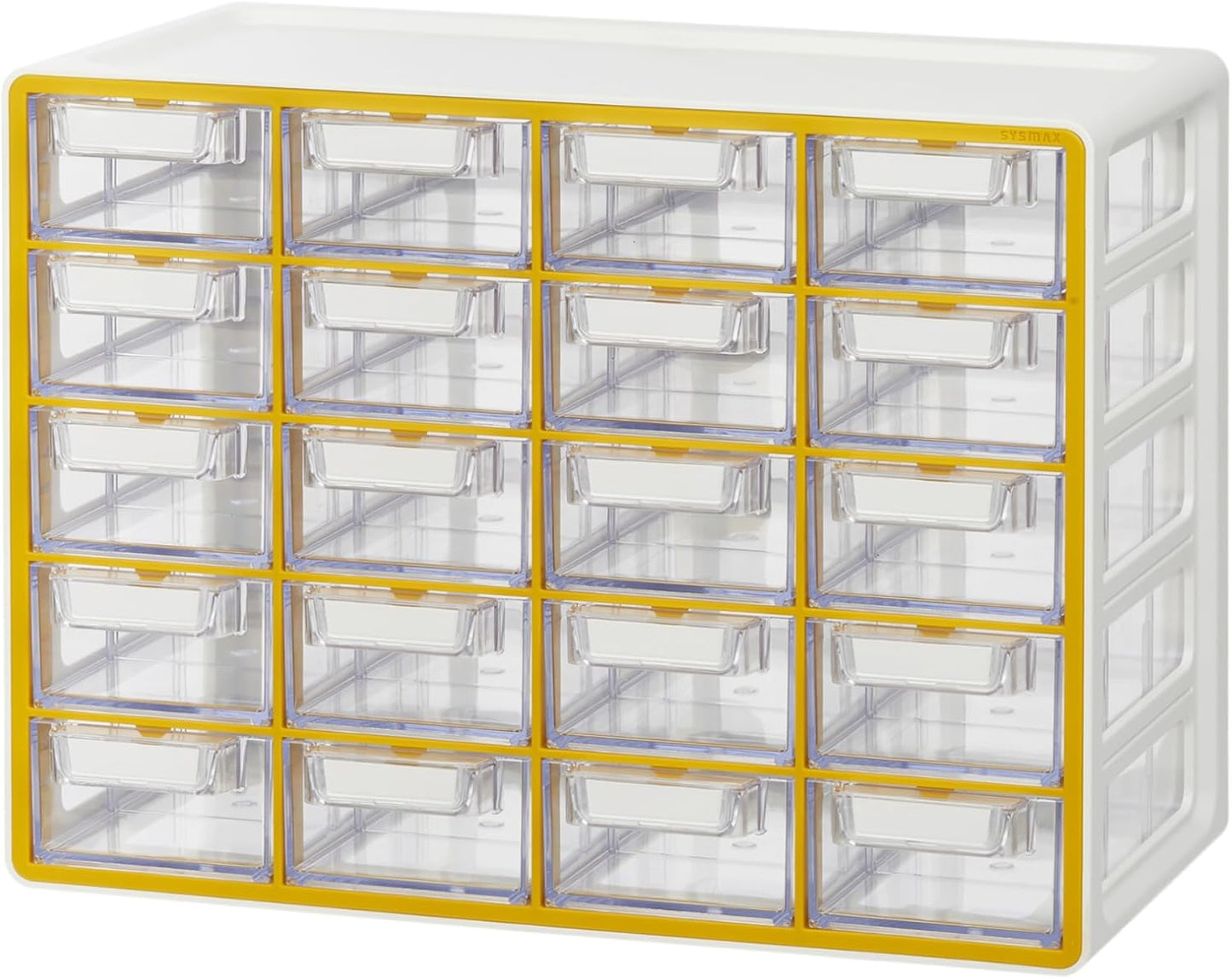 Blue Ginkgo Small 20-Drawer Cabinet – Stackable Clear Organizer for Hardware, Beads, Plastic Bricks, Office, and Craft Storage (Made in Korea, Yellow)