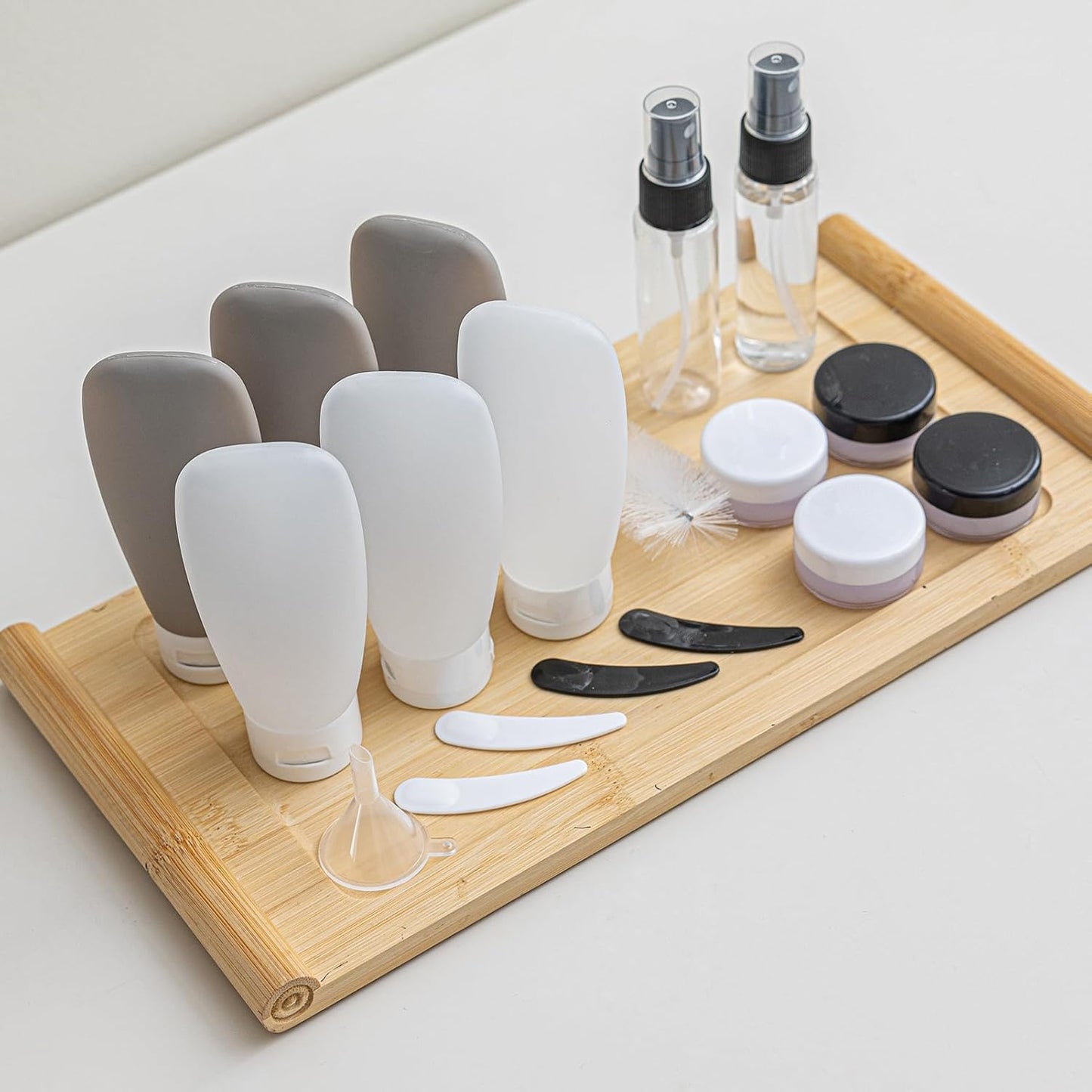 20 Pack Travel Bottles Set - TSA Approved Leak Proof Containers Kit for Toiletries - Portable Refillable Accessories for Shampoo, Conditioner, Lotion, Liquids (Black & White)