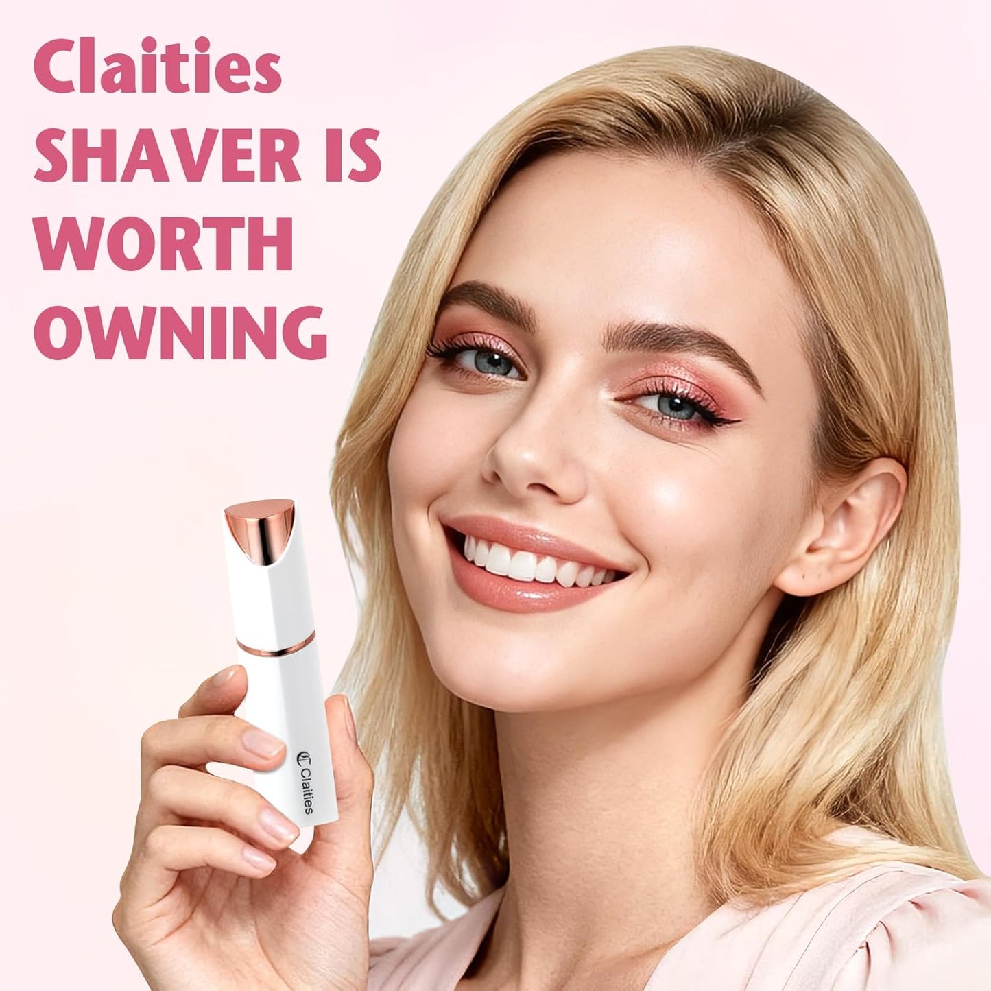 Facial Hair Remover for Women- 2-in-1 as Seen on TV Painless Face Shaver -Mini Hair Remover, Electric Razor Shaver Portable Bikini Epilator for Lips, Chin, Armpit, Peach Fuzz,Neck, Cheek