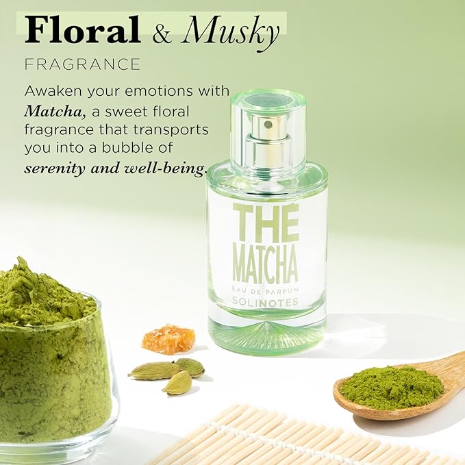 SOLINOTES Matcha Tea Perfume for Women - Eau De Parfum | Delicate Floral and Soothing Scent - Made in France - Vegan - 1.7 fl.oz