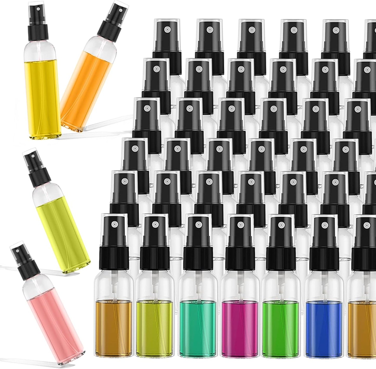 EVANCENT 100Pack Small Spray Bottles 1oz, 30ml Travel Spray Bottle with Black Fine Mist Sprayer, Mini Empty Refillable Containers Portable Cosmetic Bottles for Plants, Cleaning, Misting & Skin Care