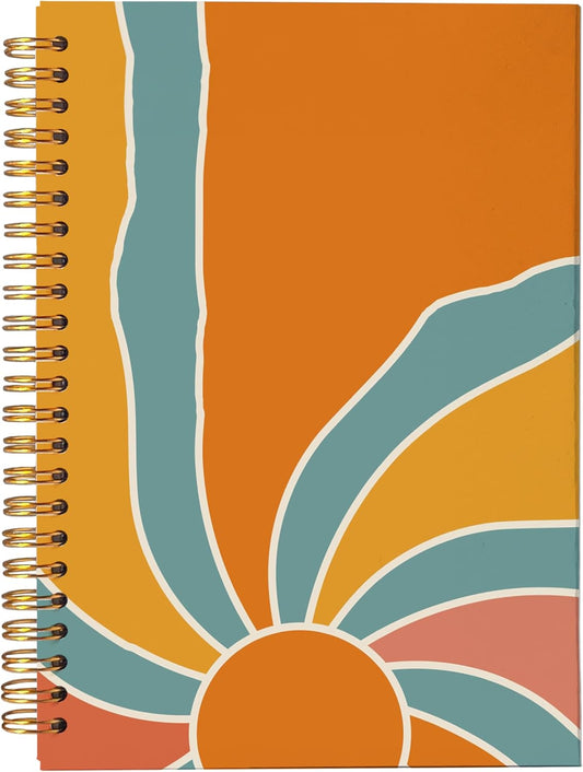 VNWEK Boho Notebook - Boho Journal, Boho Gifts for Women, Boho Office Supplies, Groovy Boho Sun Sunshine Spiral Notebook 5.5x8.3,Writing Notebooks