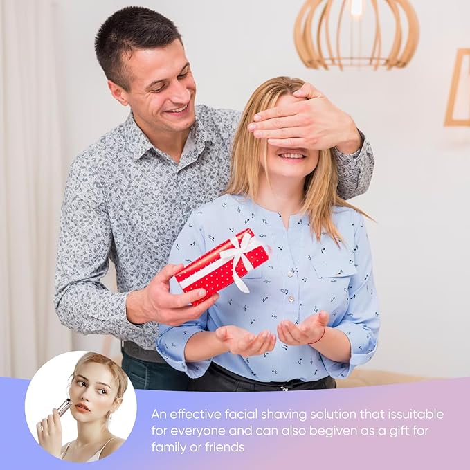 Facial Hair Remover for Women, Painless Womens Facial Hair Remover with 2 Replacement Heads, Lipstick-Sized, USB Rechargeable, Facial Hair Remover for Upper Lip,Chin,Peach Fuzz,Mustache