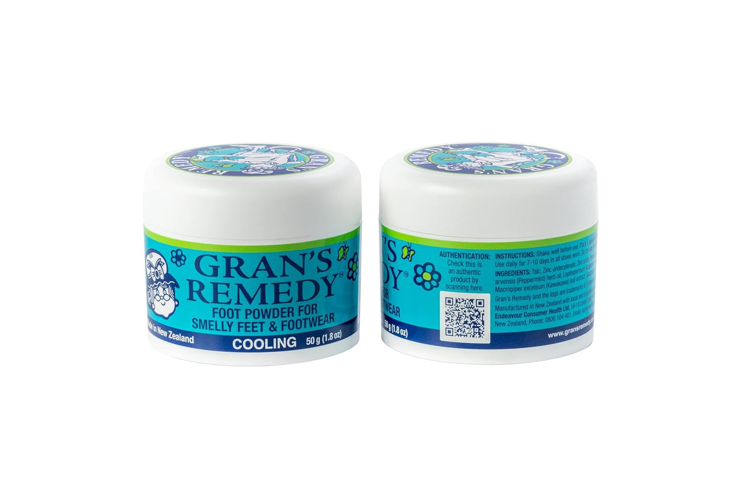 Gran's Remedy Natural Shoe Deodorizer and Foot Odor Eliminator Powder for Men, Women, and Kids, Absorb Sweat and Moisture, Neutralize Smelly Odors, Cooling