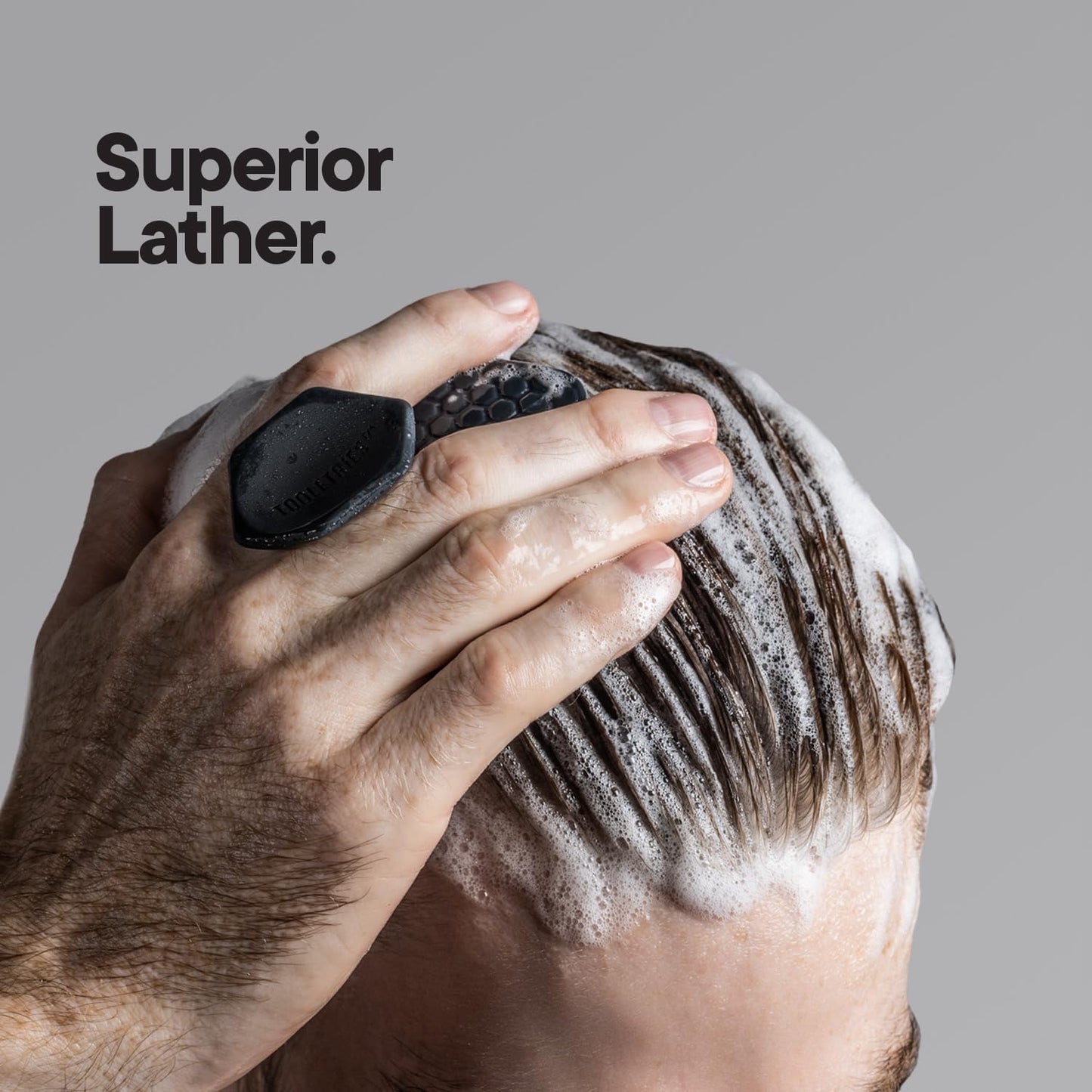 TOOLETRIES Scalp Scrubber - Silicone Exfoliating Hair Scrubber for Men, Bath & Shower Accessories - Durable Scalp Massager That Boosts Circulations & Strengthens Hair - Charcoal