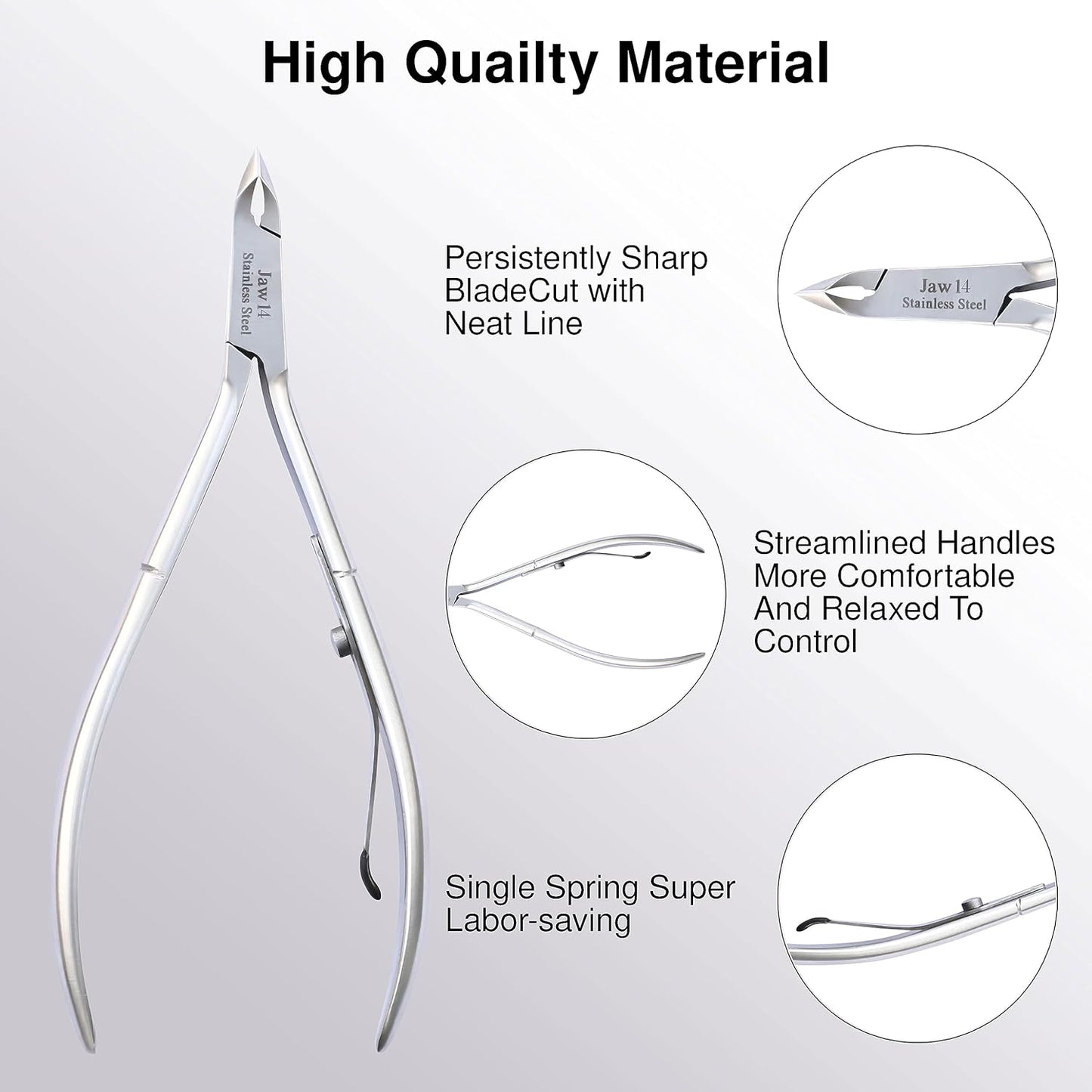UM Supplies Cuticle Trimmer | Hangnail Remover | Extremely Sharp | Professional Cuticle Nippers | Stainless Steel | Cuticle clippers | Pedicure Manicure Tool I Jaw 14 (5mm)