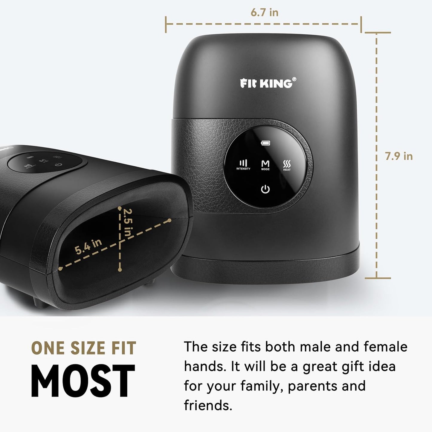 FIT KING Hand Massager with Heat for Hand Massage and Arthritis Carpal Tunnel Finger Numbness Relief - Cordless & Portable & Touch Screen - Birthday Gifts for Women Men Parents