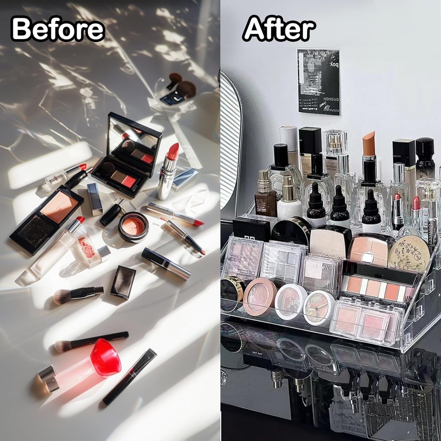 5-Tier Makeup Organizer with Adjustable Drawers, Acrylic Nail Polish & Cosmetic Storage for Bathroom Vanity - Easy to Clean, Space-Saving Design (5 layers)