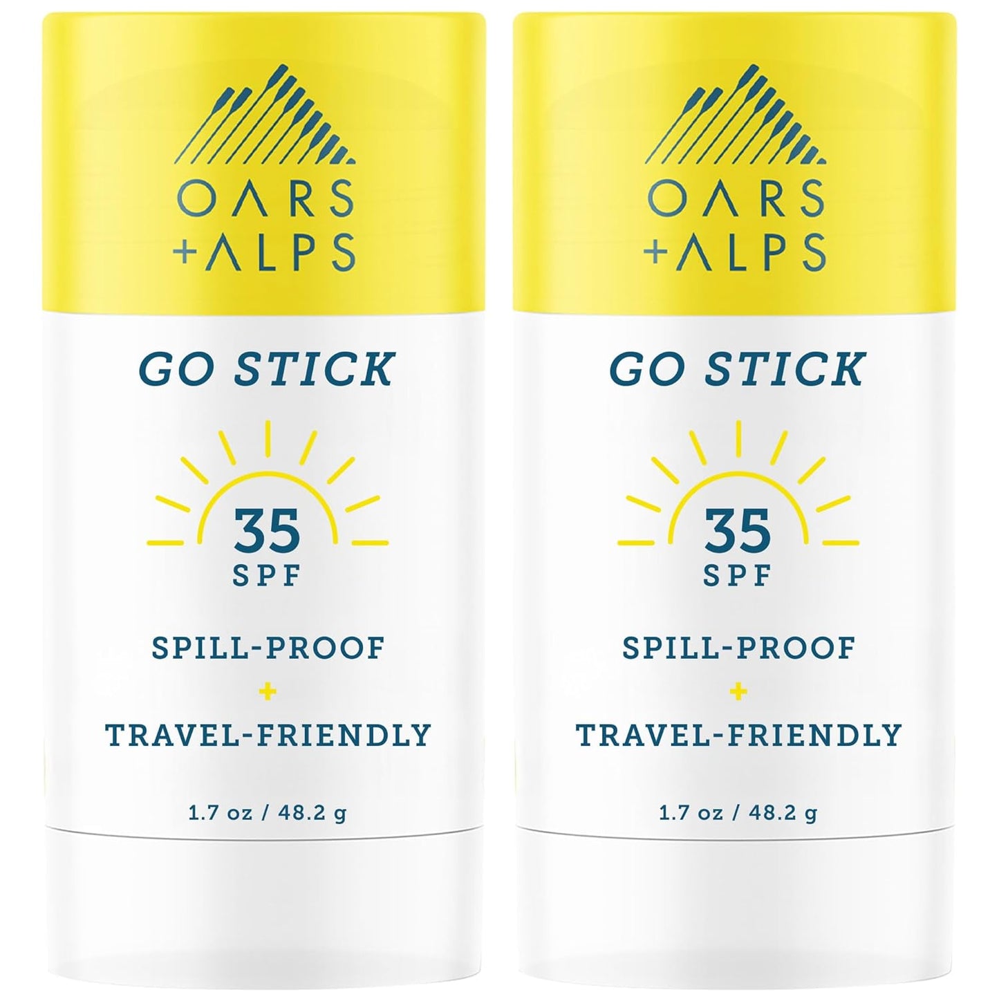 Oars + Alps Go Stick Clear SPF 35 Face Sunscreen, Skin Care Infused with Vitamin E and Antioxidants, Water and Sweat Resistant, TSA Friendly, 1.7 Oz, 2 Pack