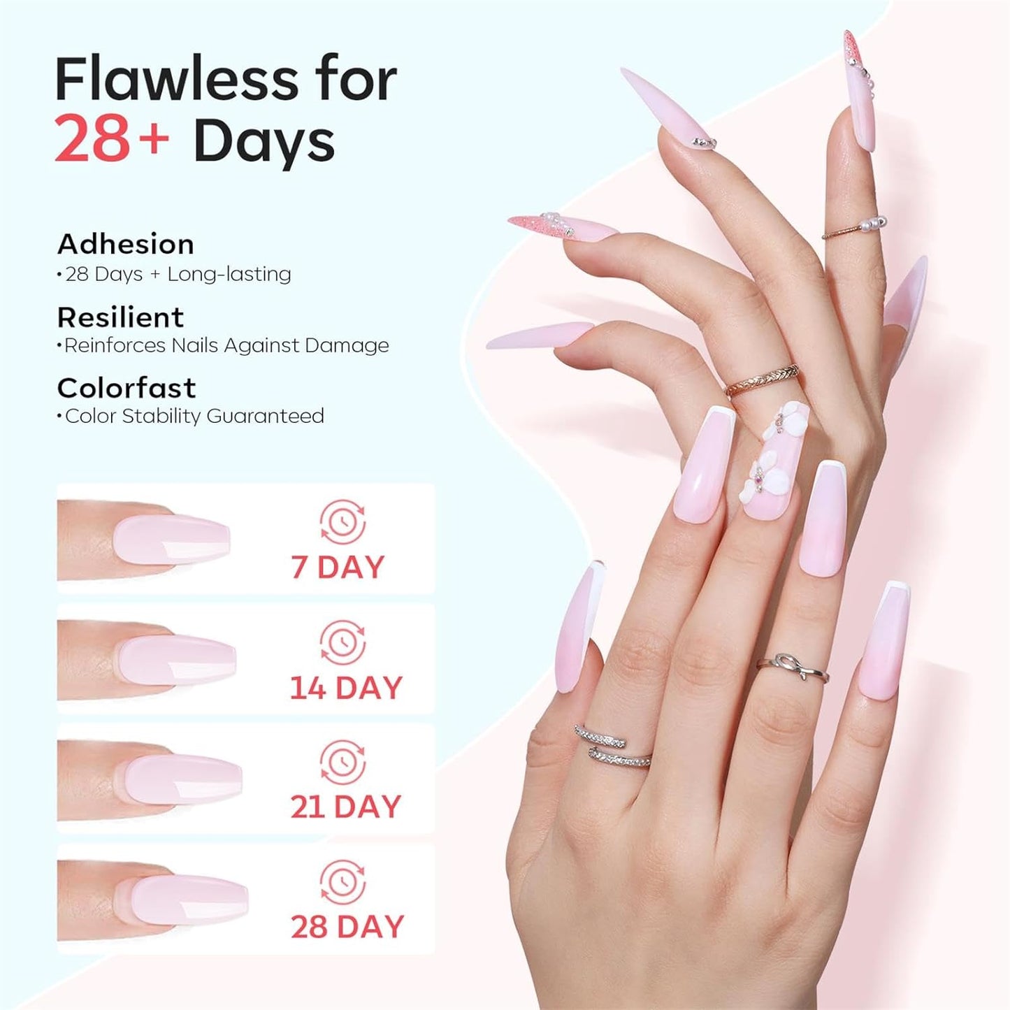 Modelones Acrylic Powder, Upgraded 4.23oz Crystal Clear Nail Acrylic Powder for Nail Art 3D Carving French Nails Extensions, Non-Yellowing, Gifts for Women