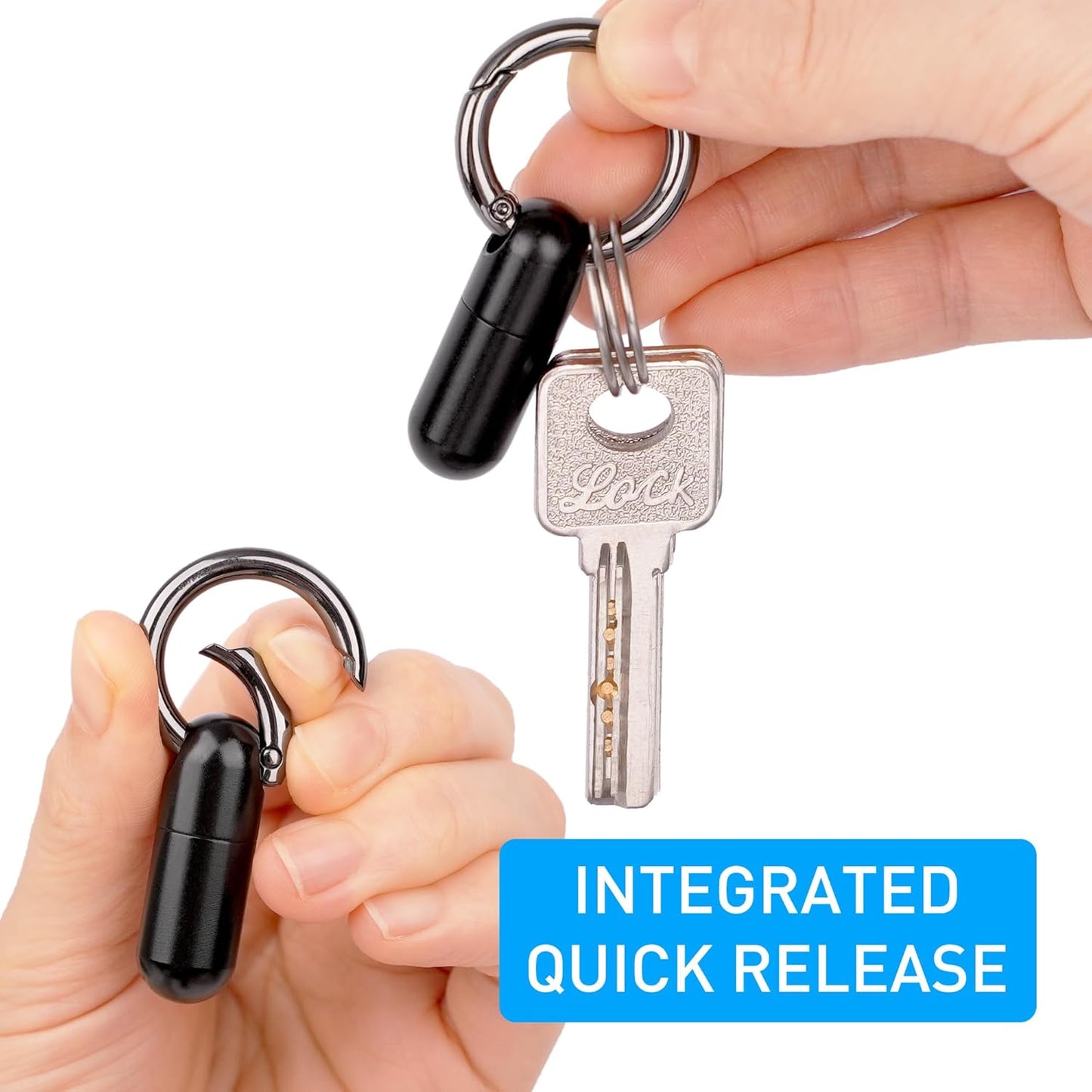 Micro Keychain Pill Holder Titanium Waterproof Mini Pill Container for Emergency Medicine，Travel Purse Pocket (Black)