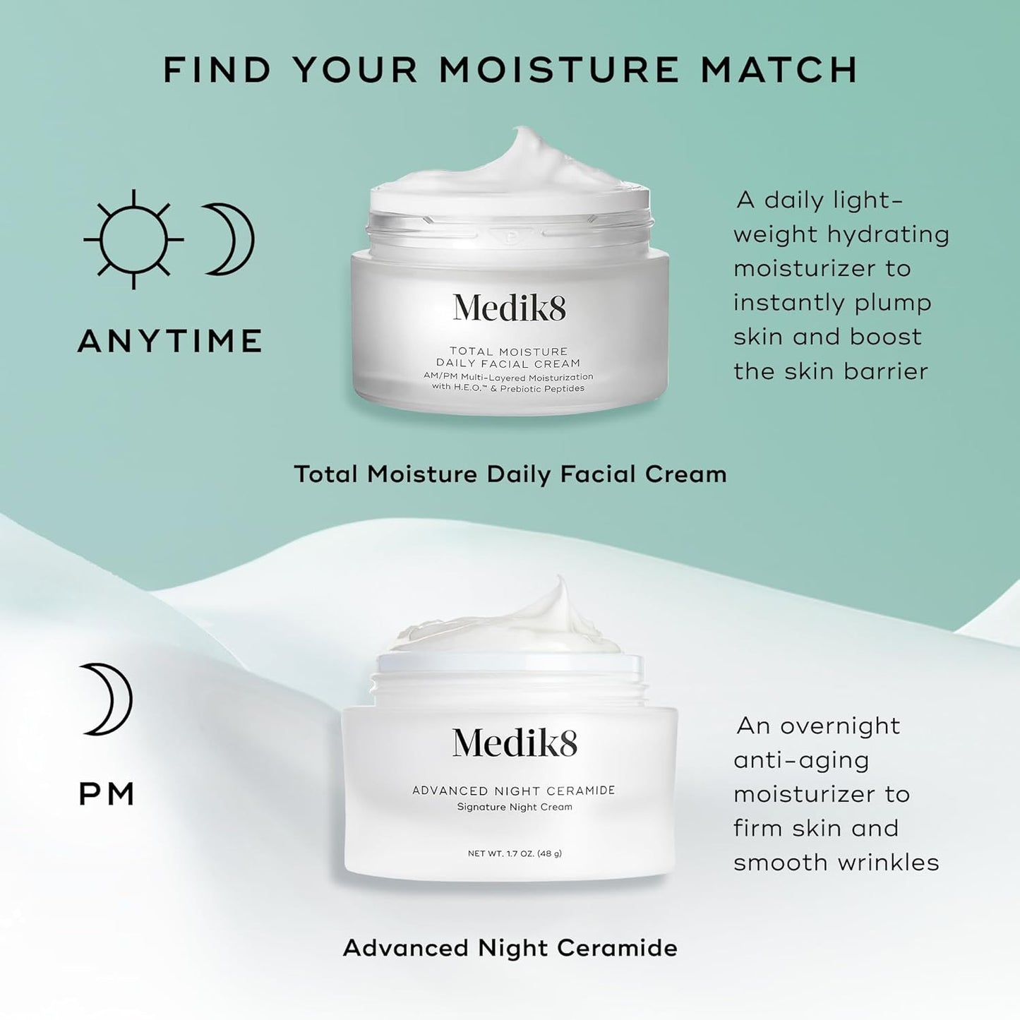 Medik8 Total Moisture Daily Facial Cream - Hydrating Peptide Face Moisturizer with Hyaluronic Acid - Face Cream Supports Skin Barrier - 1.6 oz