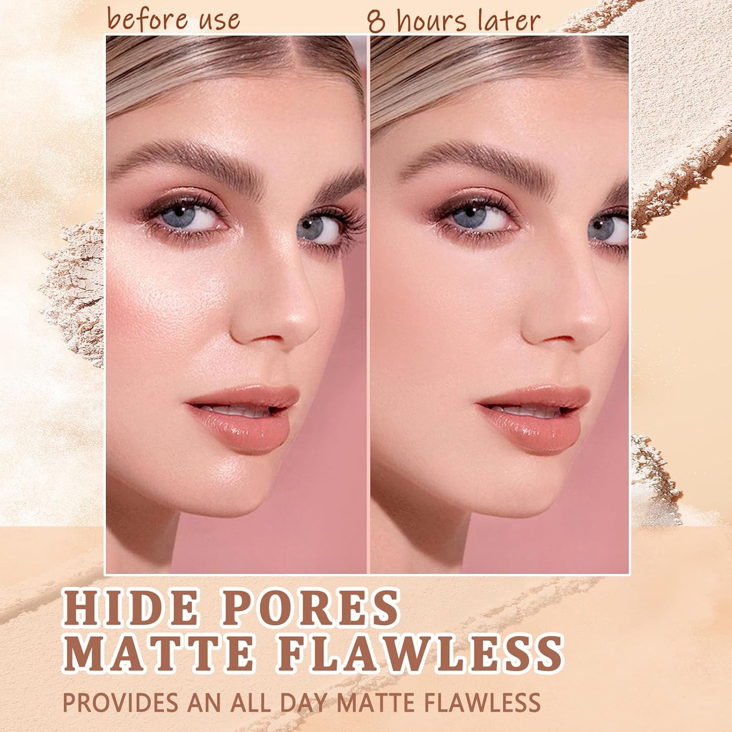 Oil Control Face Pressed Powder,Matte Smooth Flawless Setting Powder Makeup,Waterproof Long Lasting Finishing Powder,Cruelty Free Lightweight Face Cosmetics,0.35Oz(ORANGE HONEY)