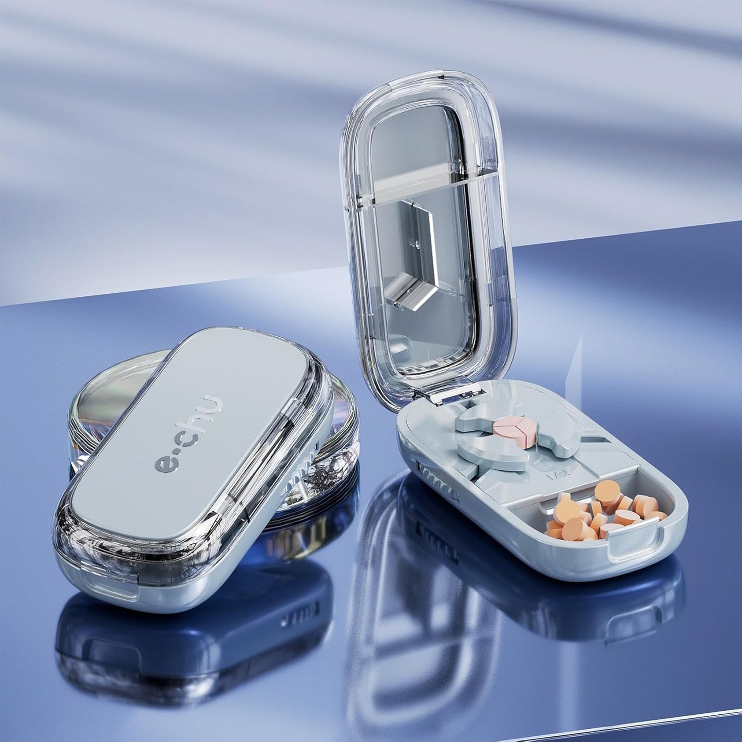 Pill Cutter Splitter for Small and Tiny Pills - Adjustable Pill Splitter with Centering Device for Cutting Multiple Pills, Accurate Alignment and Easy to Use (1/3 Blue)