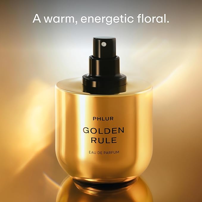 PHLUR Golden Rule Eau de Parfum - Full Size Perfume Fragrance - Fruity Floral Perfume with Mandarin, Pink Pepper, Pear, Jasmine, Coconut Milk, Sandalwood & Vanilla Cream (50mL)
