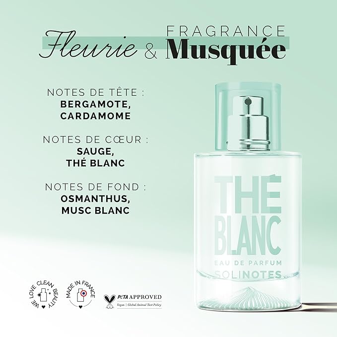 SOLINOTES White Tea Perfume for Women - Eau De Parfum | Delicate Floral and Soothing Scent - Made in France - Vegan - 1.7 fl.oz