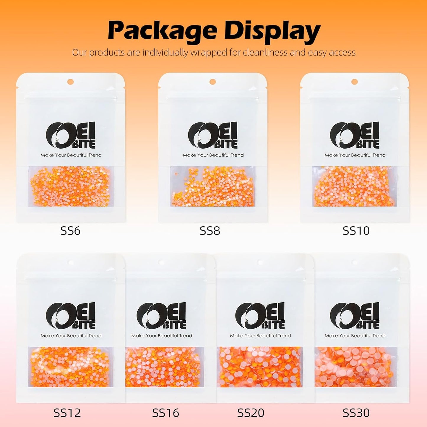 Neon Orange Flatback Rhinestones, Glass Rhinestones for Nail Art and Craft, Glue Fix, Loose Crystal Gemstones(Neon Orange, SS16, 1440pcs, 3.8-4.0mm)