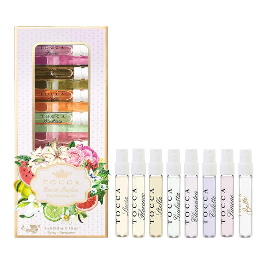 Tocca Women's Perfume Mini Discovery Sampler Set of 8, 1.5ml Each - Includes Cleopatra, Stella, Florence, Giulietta, Colette, Simone, Belle & Lucia