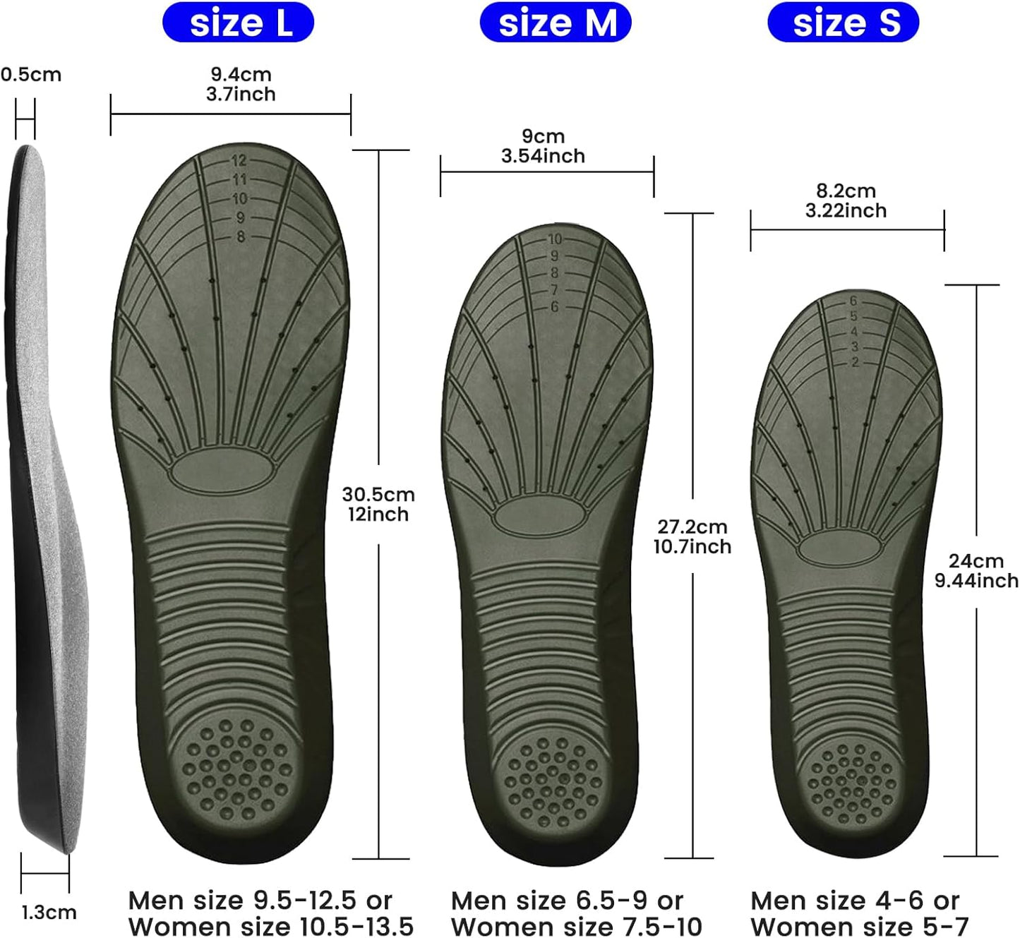 Shoe Insoles, Memory Foam Insoles, Providing Excellent Shock Absorption and Cushioning for Feet Relief, Comfortable Insoles for Men and Women for Everyday Use, M [US M: 6.5-9/W: 7.5-10]