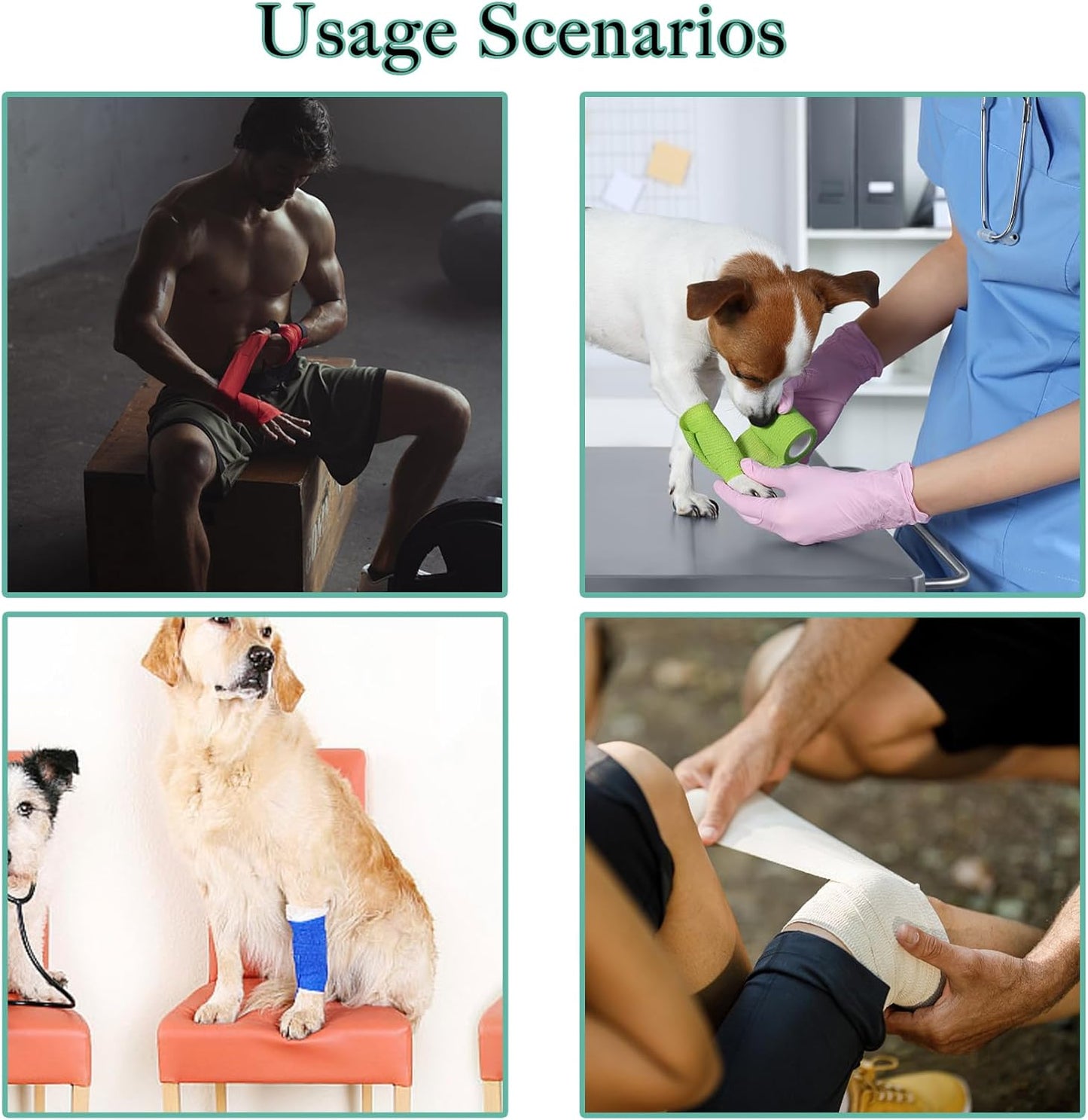 100 Rolls Self Adhesive Bandage Wrap 2 inch Cohesive Bandage Wrap Stretch Bandages Wraps Tape Black Elastic Self-Adherent Tape for Wrist Ankle Sports Swelling Sprains