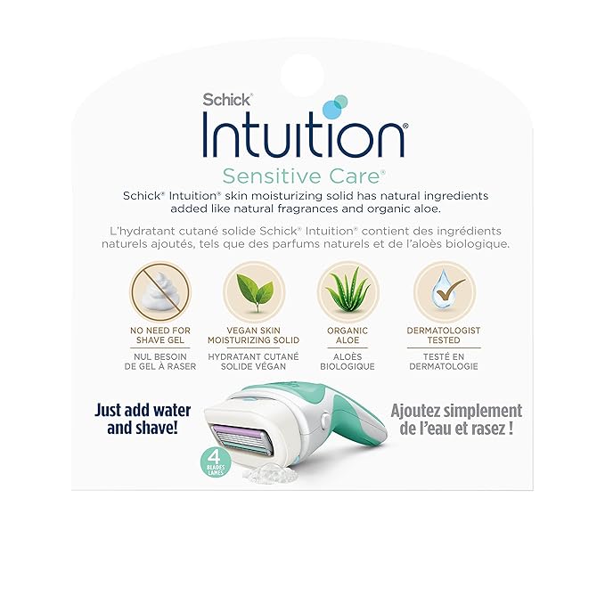 INTUITION Schick Refill, Razors for Women Sensitive Skin | Intuition Razor Blades Refill with Organic Aloe, Razor Refills , 6 Count (Pack of 1)