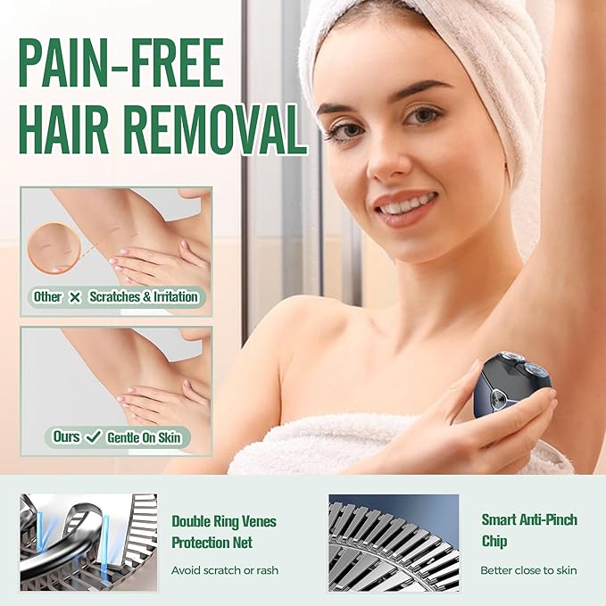 Electric Razors for Women, Face Shaver for Women, Rechargeable Lady Electric Bikini Shaver for Shaving Women's Pubic Hair, Type-C Portable Woman Facial Hair Removal Trimmer for Legs, Underarm and Face