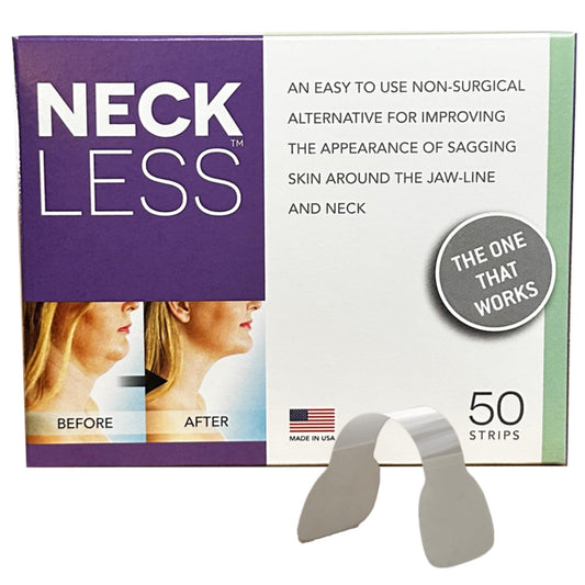 NECK-LESS Professional Face Tape - Patented Face Lift System, Invisible Enhancement Strips for Jawline & Neck (50 Strips)
