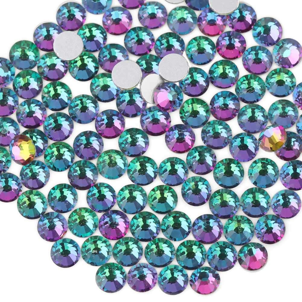 Beadsland 2880pcs Flat Back Crystal Rhinestones Round Gems for Nail Art and Craft Glue Fix,Green Volcano,SS4,1.5-1.7mm