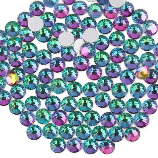 beadsland Flat Back Crystal Rhinestones Round Gems, Green Volcano (6.4-6.6mm) SS30/288pcs