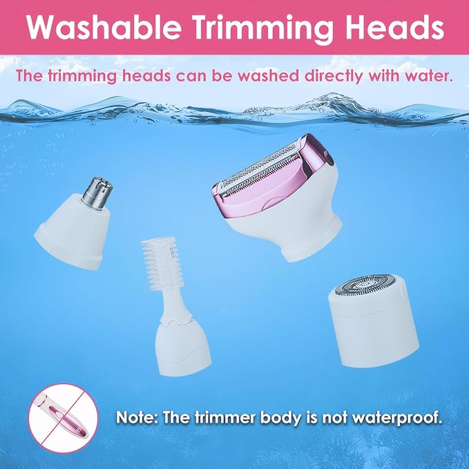 Upgraded 4 in 1 Electric Razors for Women, Portable Shaver with Digital LED Battery Display, Rechargeable Women Electric Trimmer for Face Arm Body Legs Underarm Bikini