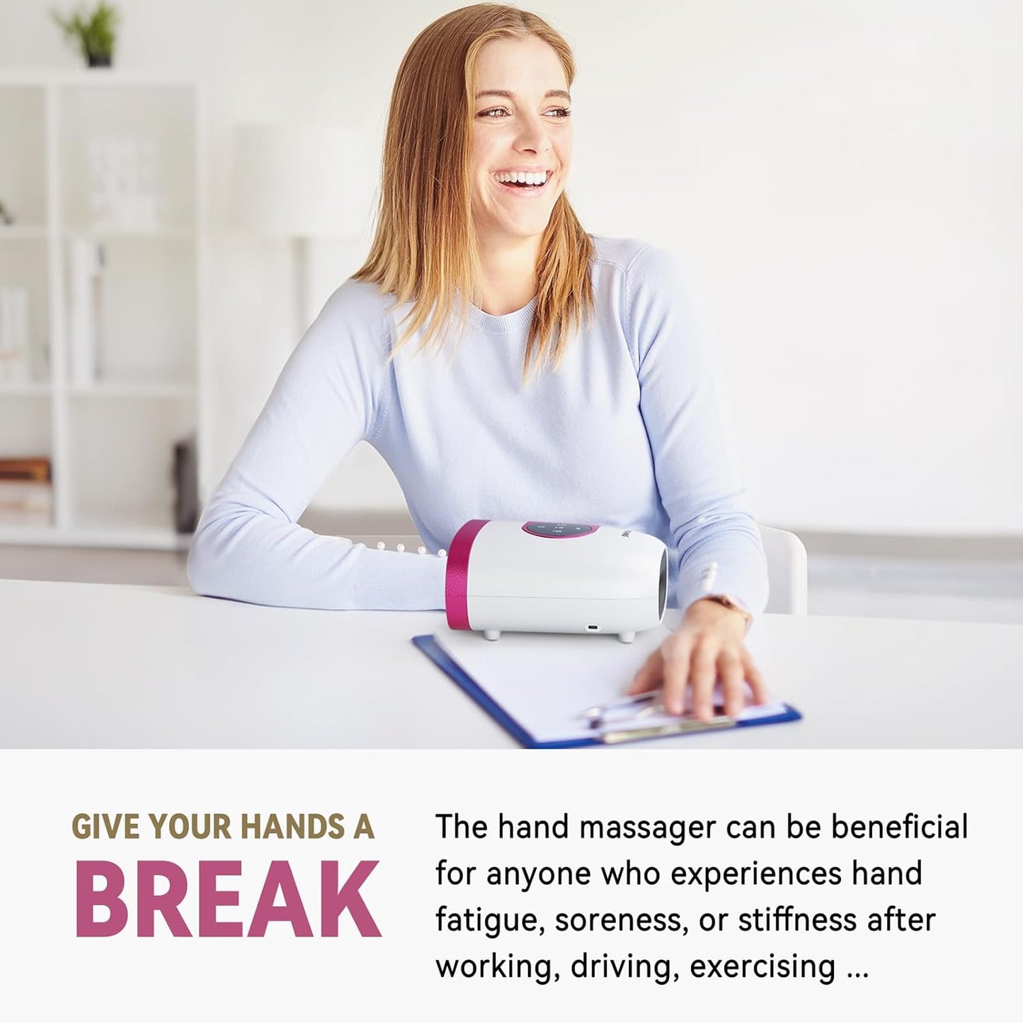 FIT KING Hand Massager with Heat for Hand Massage and Arthritis Carpal Tunnel Finger Numbness Relief - Cordless & Portable & Touch Screen - Birthday Gifts for Wife Mom Girlfriend