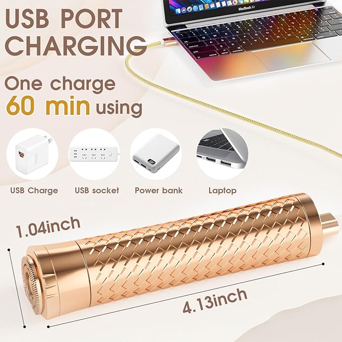 Facial Hair Removal for Women, Rechargeable Hair Removal Device, Painless Face Electric Razor/Shaver for Lip, Arms, Face, Peach Fuzz (Nile Blue)