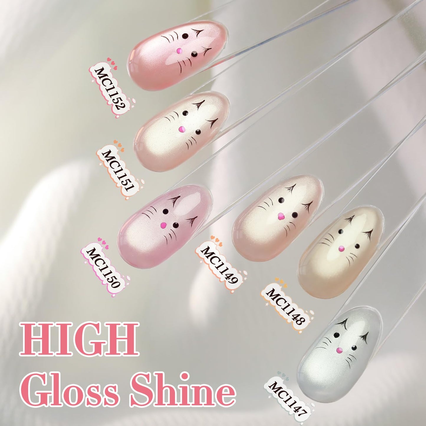 Double Rhythm Cat Eye Gel Nail Polish Set of 6 Same Color Same Bottle 0.5 Oz Shimmer Glitter with Magnet Holographic Reflective Magnetic UV Nail Polish Kit at Home (Silver Nude Pink-T6-27)