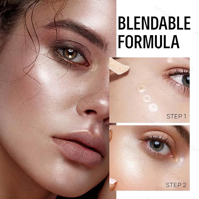 KYDA Liquid Highlighter, Natural Shimmer Tinted, Lasting Glossy Finish, Silky Creamy Lightweight Cover, Radiant Glow Face Enhancing Makeup, Body Liquid Illuminator-Champagne