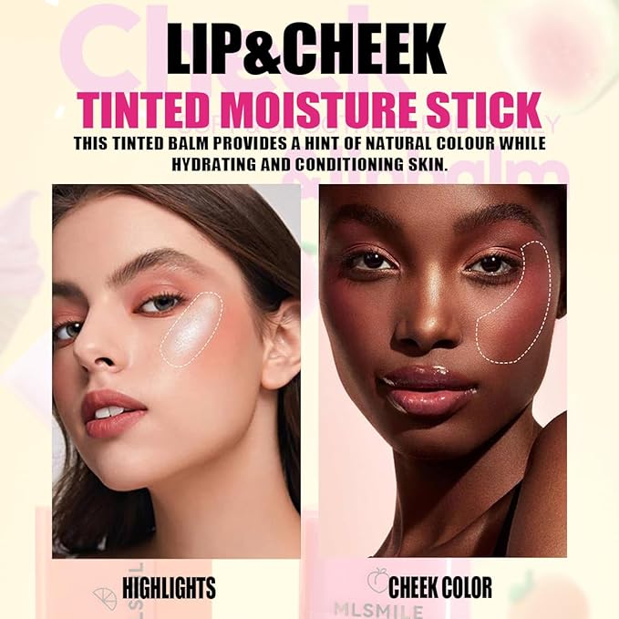 Multi-Purpose Makeup Hydrating Cream Blush Stick, Beauty Solid Moisturizer Stick For Cheek & Eyes & Lips，Waterproof Natural Moisture Smooth Blendable Matte Finish Face Blush Makeup (#02 Guava)