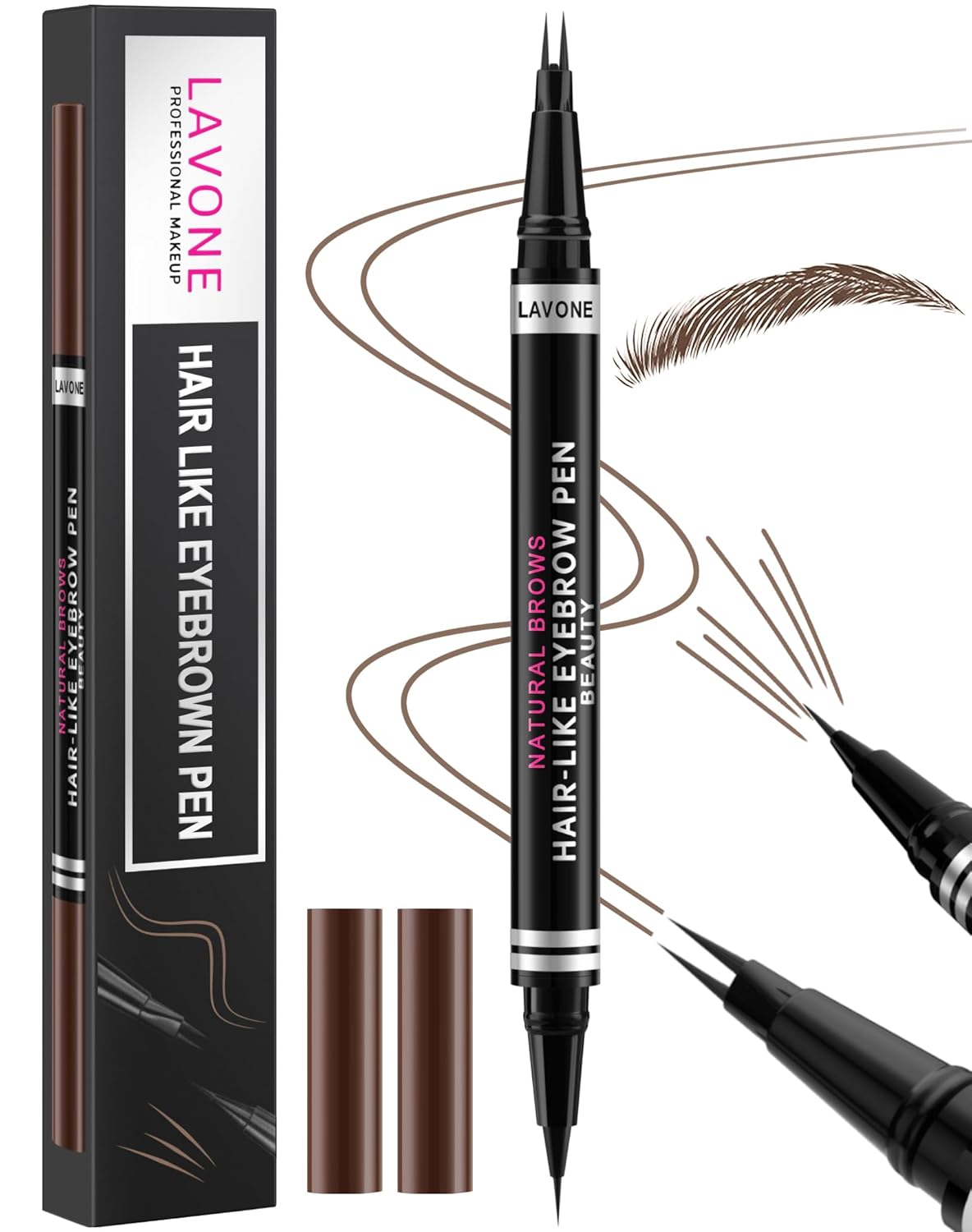 Eyebrow Pencil, 2-in-1 Waterproof Eyebrow Pen, with 2 Tip Microblading Eyebrow Pencil and Ultra-Precise Brow Pencil, with Eyebrow Brush, Eyebrow Pencils for Women, Natural Hair-Like Brows - Dark Brown