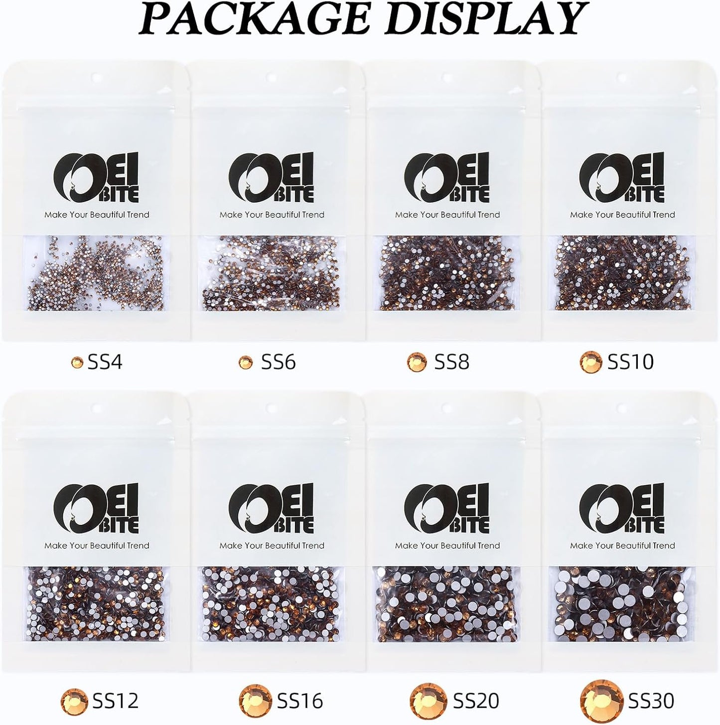 Topaz Flatback Rhinestones, Glass Rhinestones for Nail Art and Craft, Glue Fix, Loose Crystal Gemstones(Topaz, SS12, 1440pcs, 2.9-3.0mm)