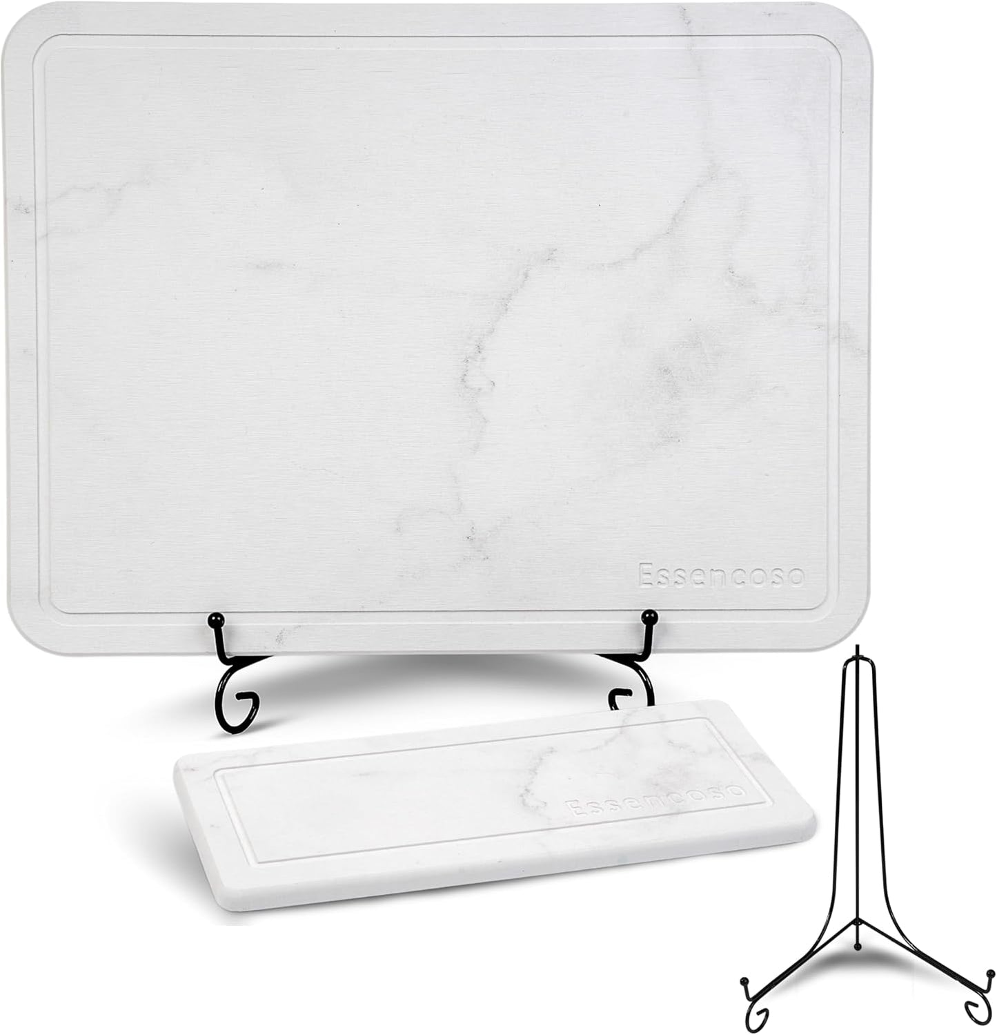 Stone Drying Mat For Kitchen Counter - 11.8" x 15.7" Water Absorbing Stone tray For Sink, Metal Rack and Kitchen Sink Caddy | Diatomaceous Earth Food Grade | Drying Stone For Kitchen counter