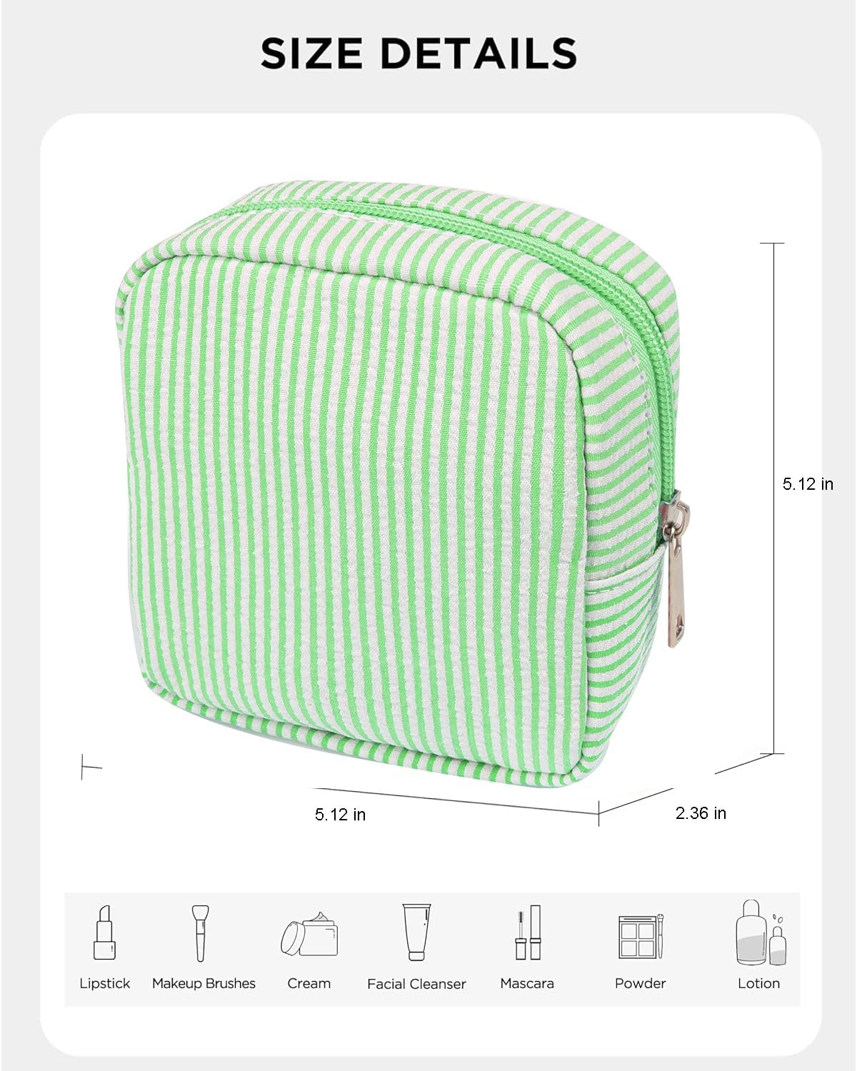Mini Makeup Bag, Small Makeup Pouches for Purse Cute Cosmetics Bag Pouch with Slip-in Pockets Small Travel Toiletry Bag Makeup Storage Bag Lipstick Organizer Purse Essentials (Mini Green)