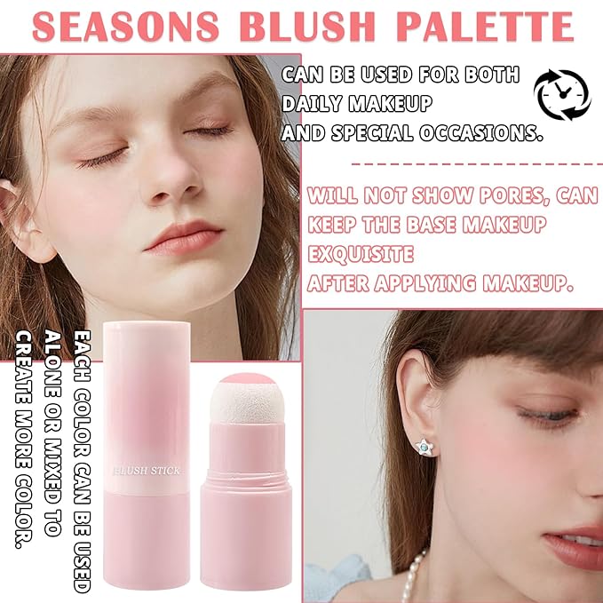 Blush Stick for Cheeks,Face Matte Contour Blush Makeup,Buildable Shimmer Facial Cheek Blusher Shades,Blendable Cosmetic Makeup Blush 01