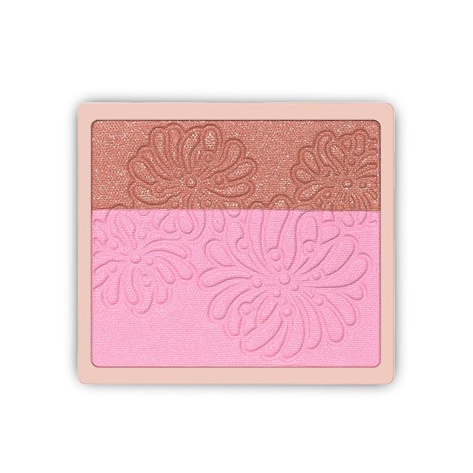 Paul & Joe Pressed Blush Palette Refill Only, Case Sold Separately, Oil-Absorbing Blush Powder, Bi-Color Face Blushes with Fitting Veil Powder, Light Beige and Pink, 06 Strawberry Chocolate, 0.17 oz